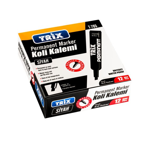 TRİX KESİK UÇLU KOLİ KALEMİ SİYAH 12/1200 TRİX KESİK UÇLU KOLİ KALEMİ SİYAH 12/1200
